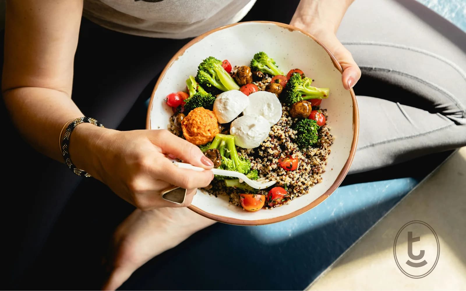 A whole-grain bowl with vegetables